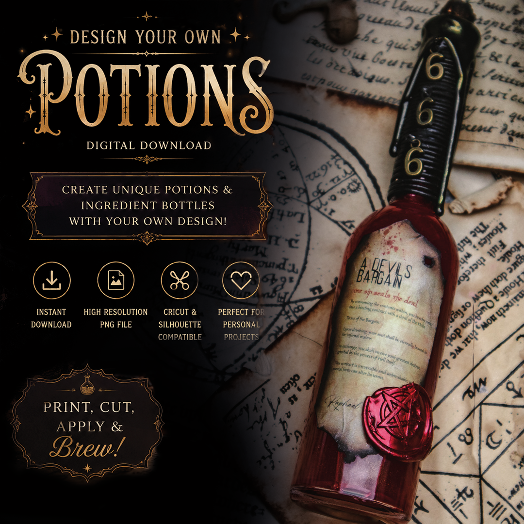 Devils Bargain Potion Label Digital Download PNG