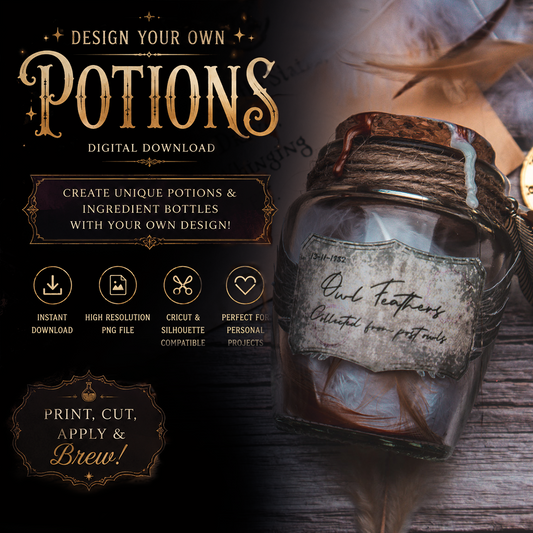 Owl Feathers Potion Label Digital Download PNG