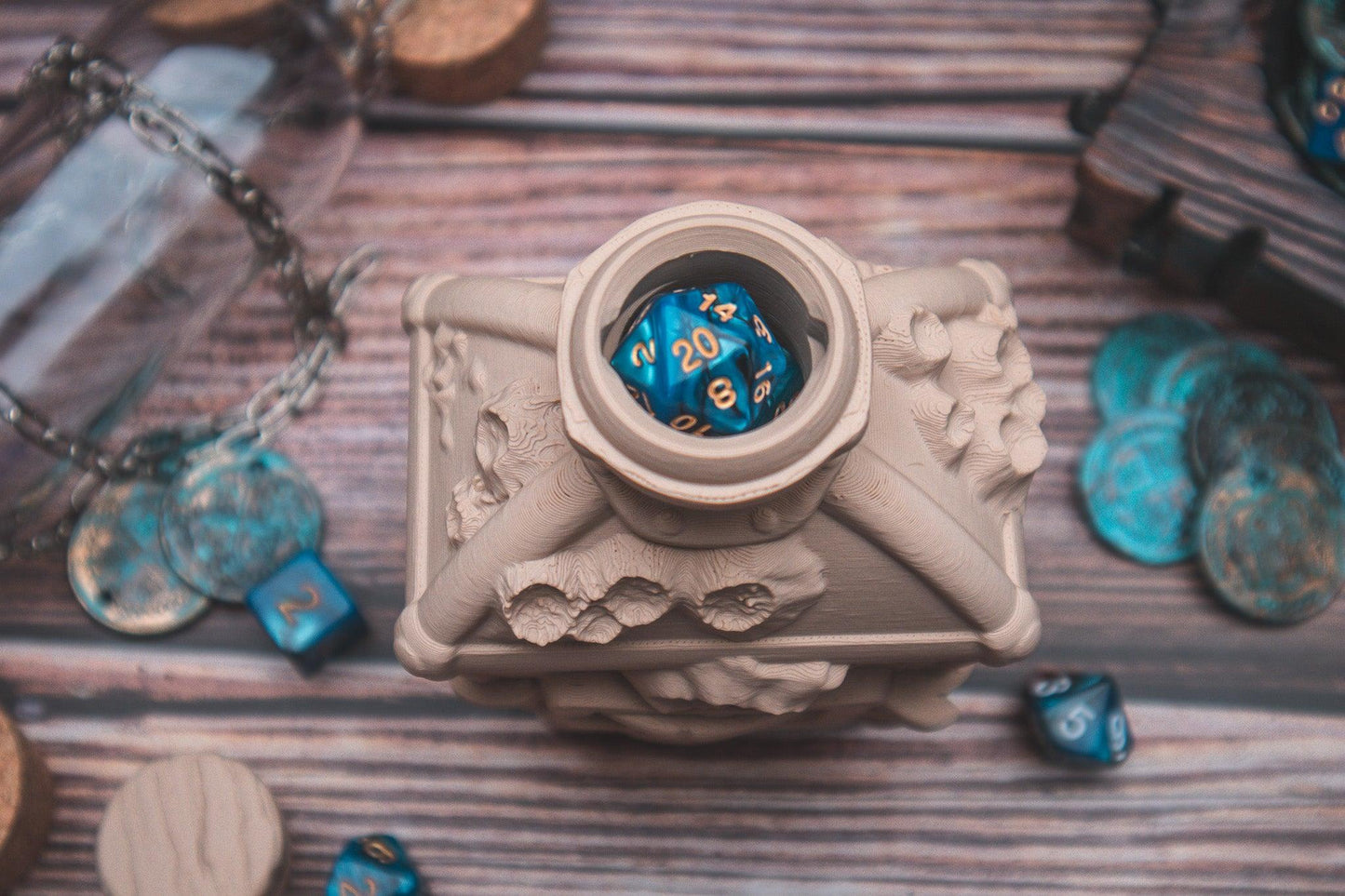 Deep Sea Polyhedral dice set - The Flaming Feather & Flaming Filament