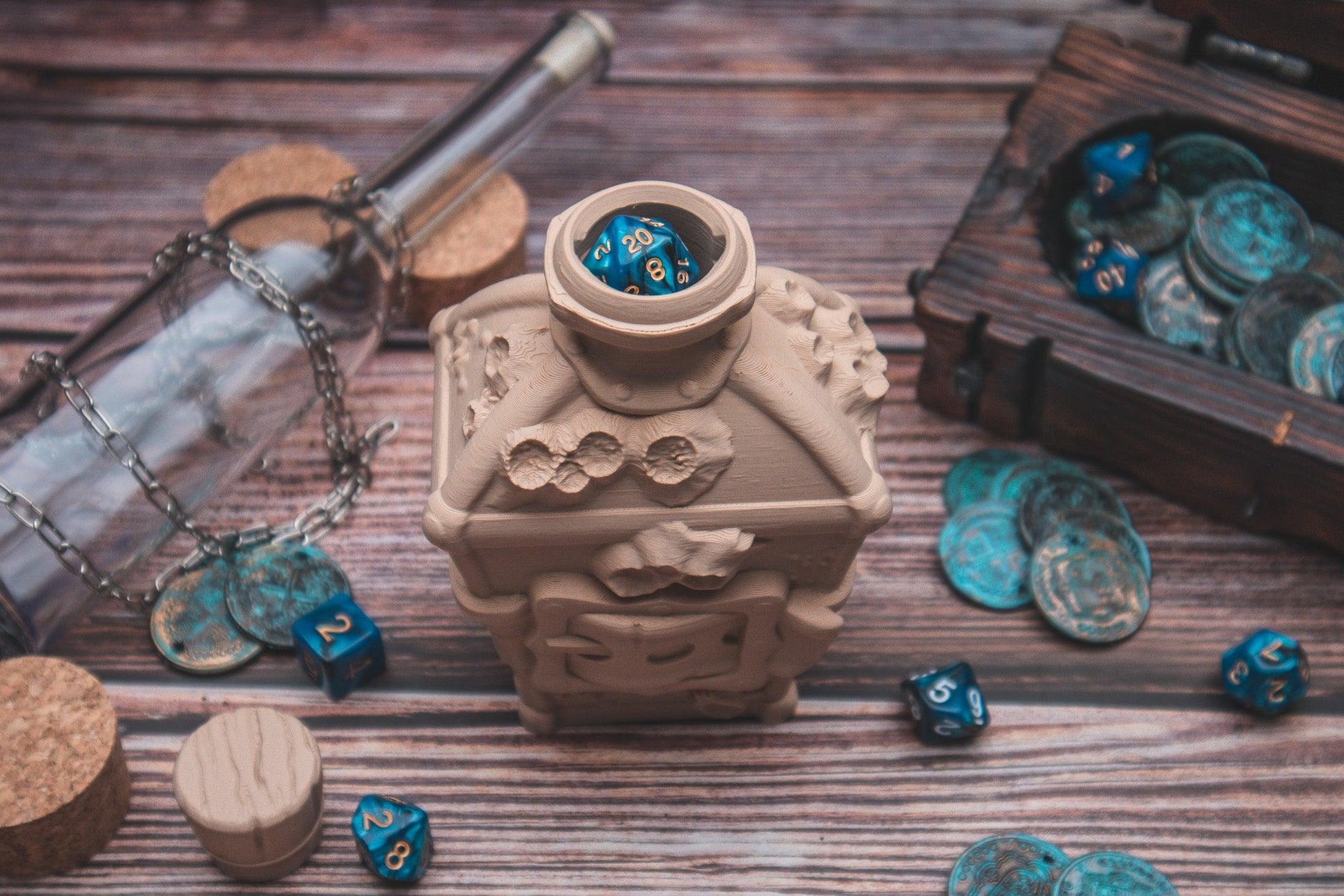 Call of the Sea dice holder - The Flaming Feather & Flaming Filament