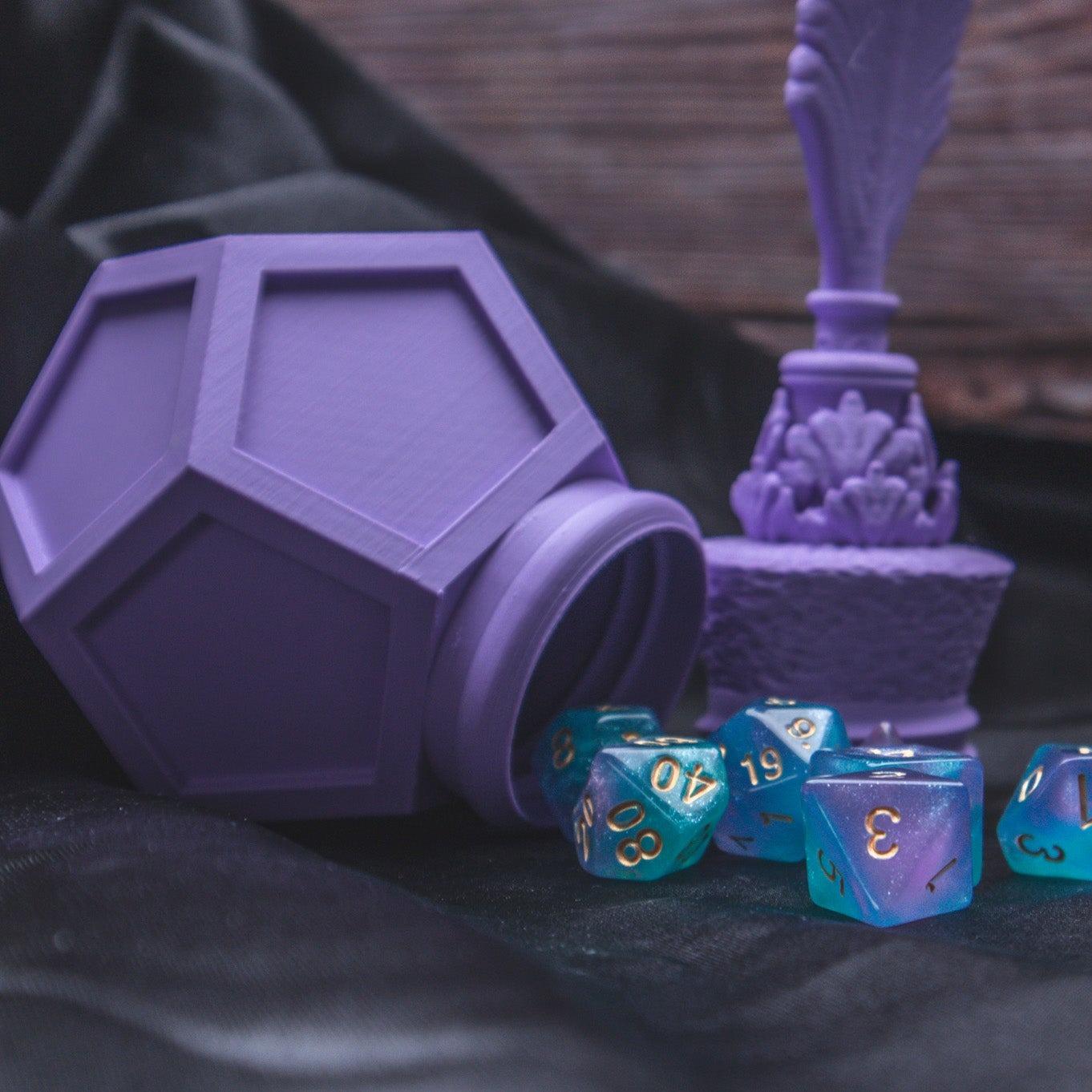 Quill and Ink Dice holder - The Flaming Feather & Flaming Filament