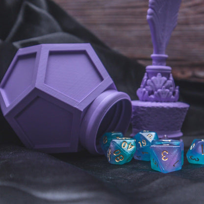 Quill and Ink Dice holder - The Flaming Feather & Flaming Filament