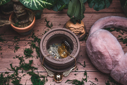 Mandrake Plant Pot jewelry or dice box - The Flaming Feather & Flaming Filament
